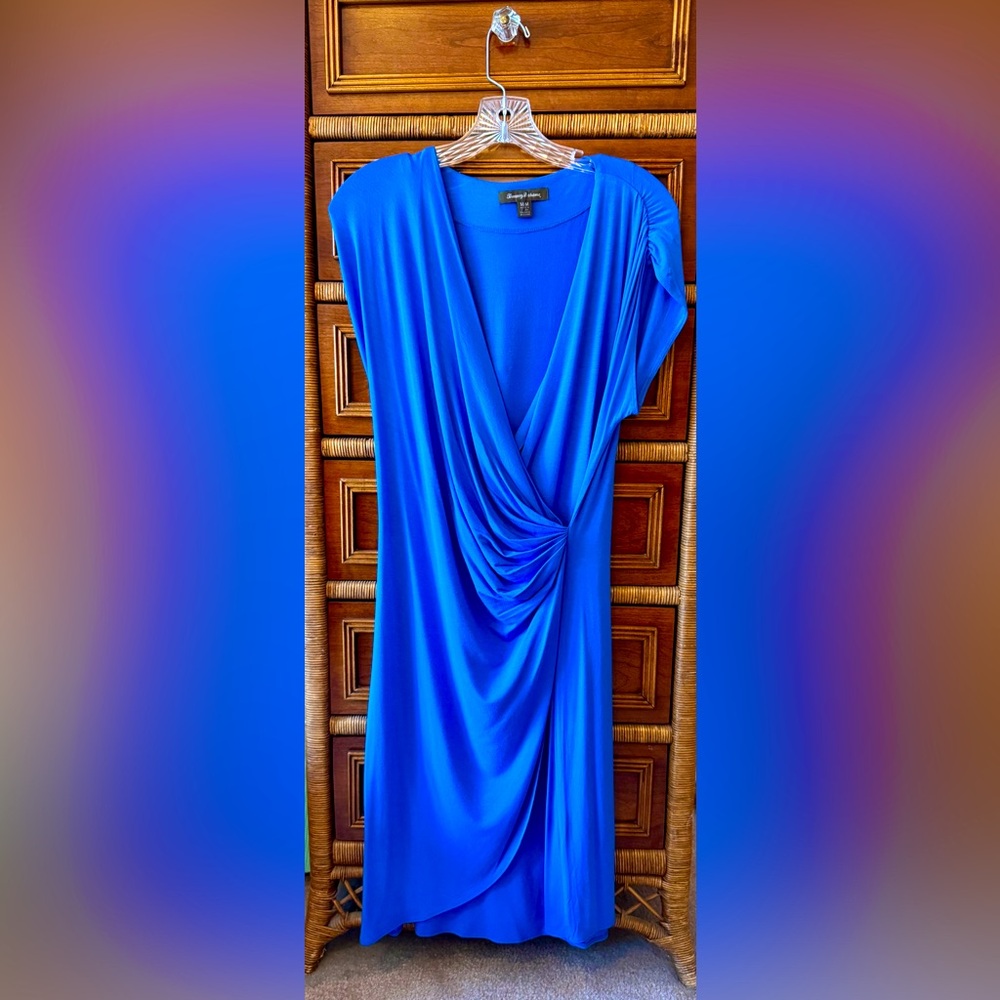 Tommy Bahama Bright Blue Faux-Wrap Sleeveless Dress Size Medium